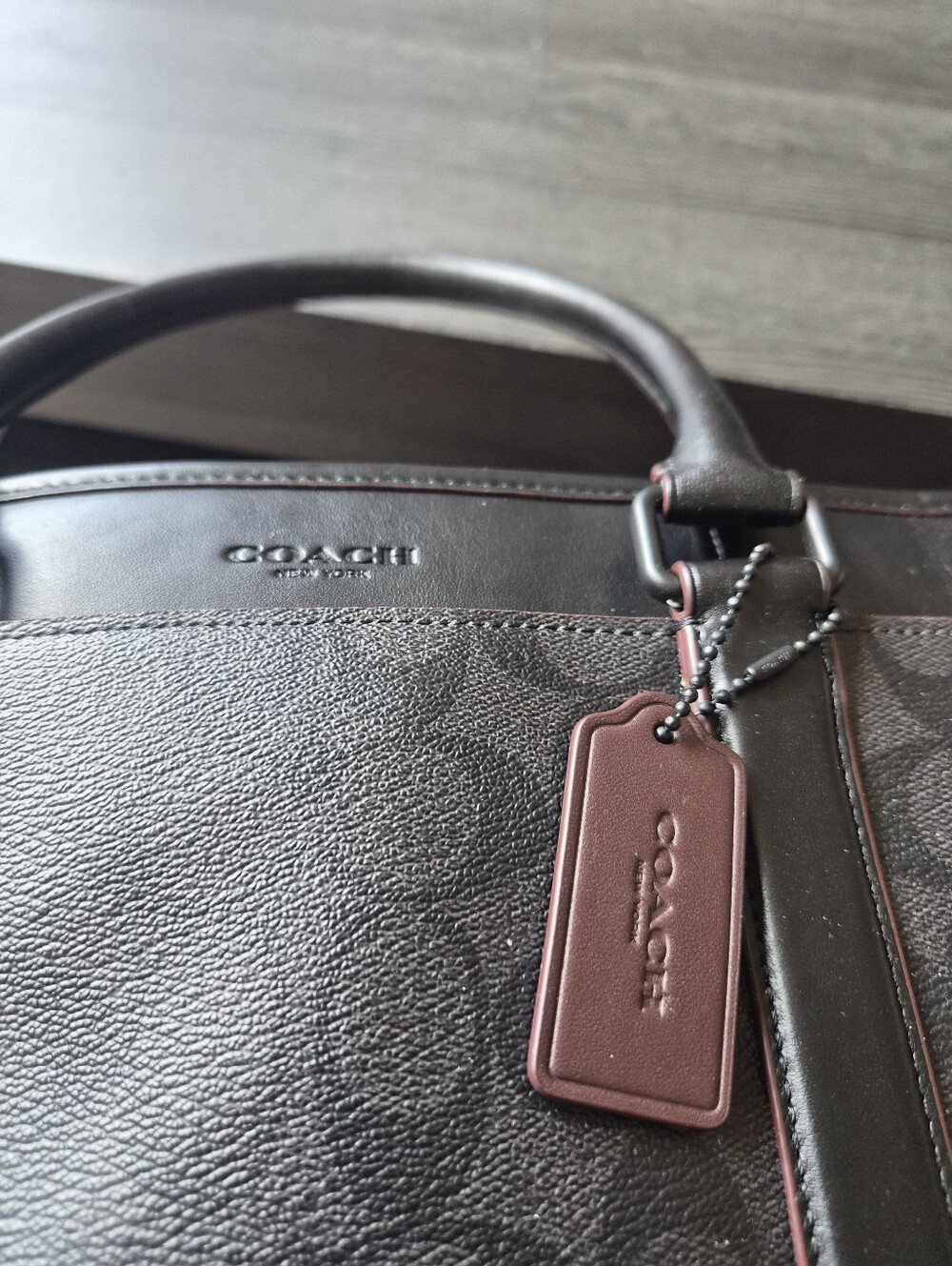 Coach Men’s Or Women's Leather Briefcase in Dark Brown with Burgundy Tag